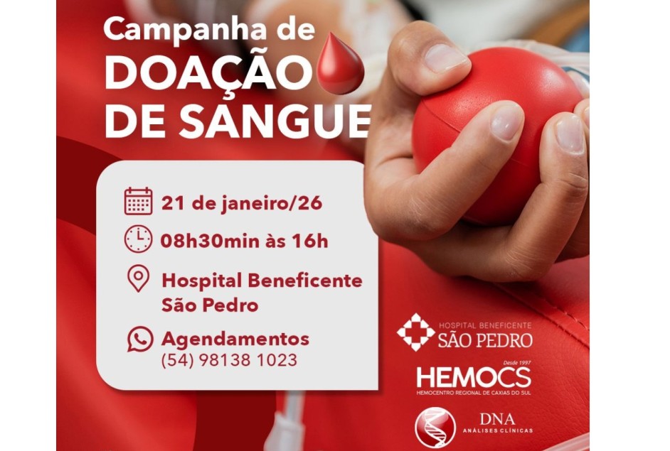 Garibaldi terá campanha para doação de sangue no dia 21 de janeiro
