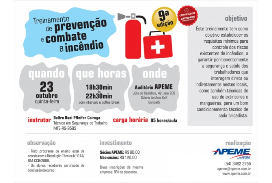 APEME promove treinamento de prevenção e combate a incêndio