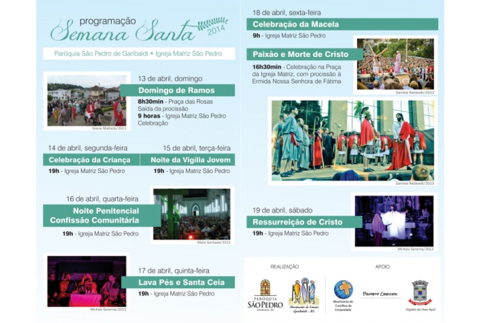 Programação da Semana Santa inicia dia 13 de abril