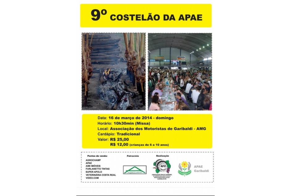 Costelão da APAE será dia 16 de março