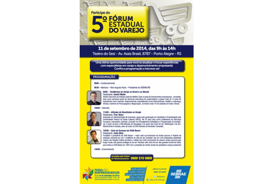 APEME e SEBRAE/RS tem inscrições gratuitas para Fórum do Varejo em Porto Alegre