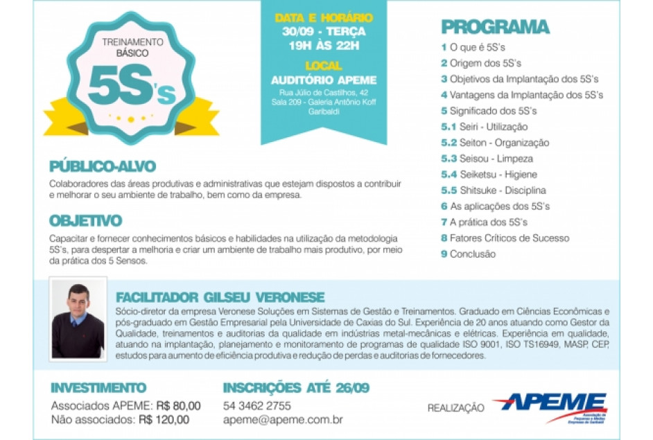 APEME promove treinamento em 5S