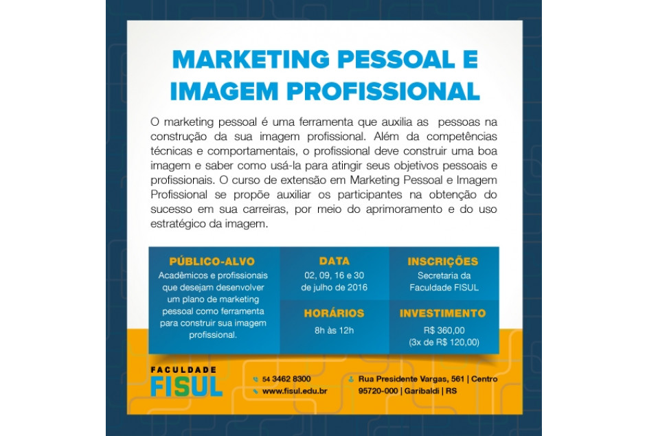 Curso de Marketing Pessoal e Imagem Profissional na FISUL