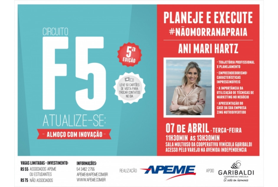 APEME apresenta Circuito F5 sobre Planejamento e Empreendedorismo