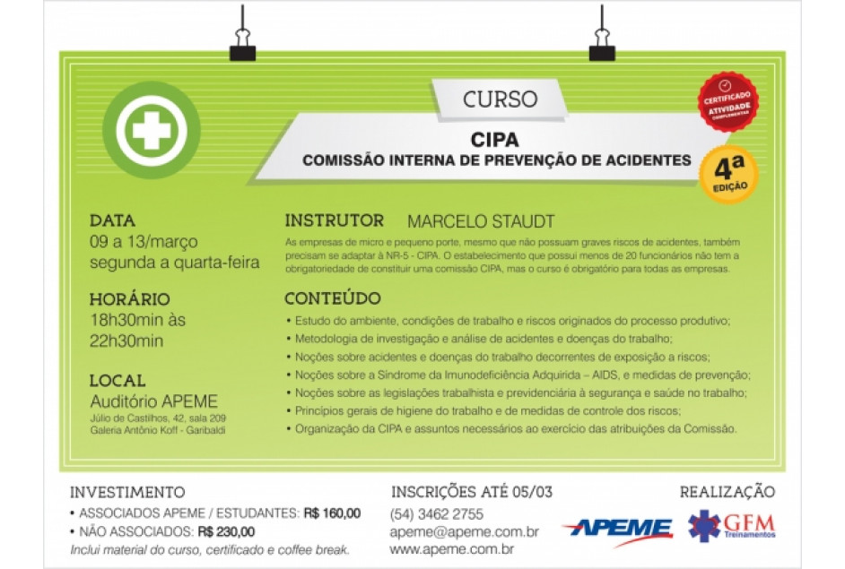 APEME promove curso de CIPA